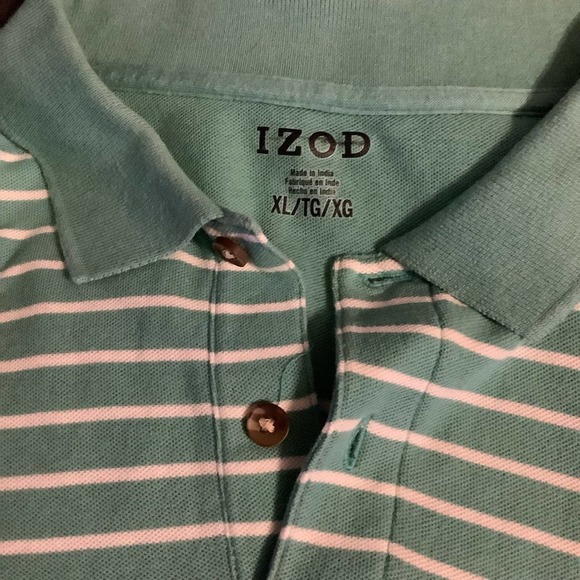 IZOD Teal Striped Collared Polo Shirt XL - Picture 4 of 4